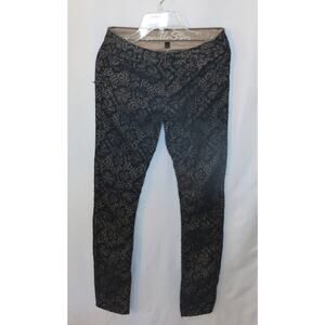 VANILLA STAR Lace Pants/Jeans Size 1 Jr Floral Black Beige Skinny Goth Emo